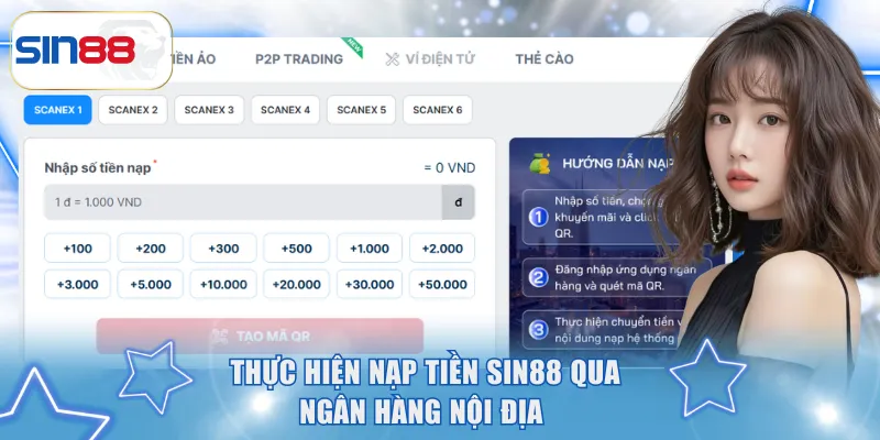 Thực hiện nạp tiền SIN88 qua ngân hàng nội địa 