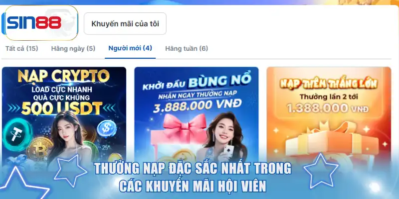 Thưởng nạp đặc sắc nhất trong các khuyến mãi hội viên